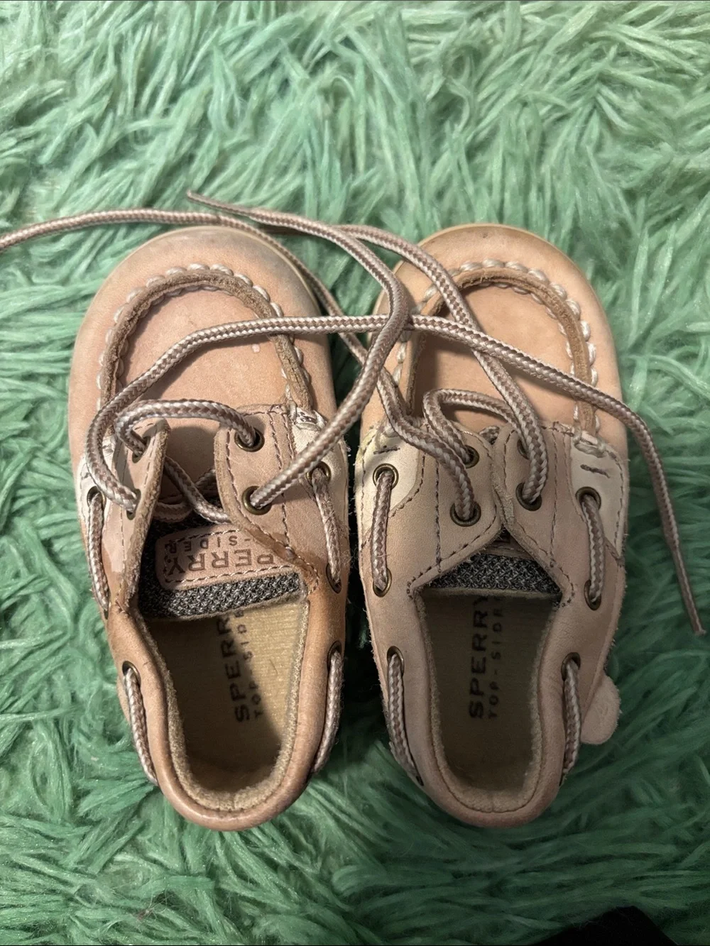 Sperry for Baby’s Light Tan Leather Moccasin Boat Shoes